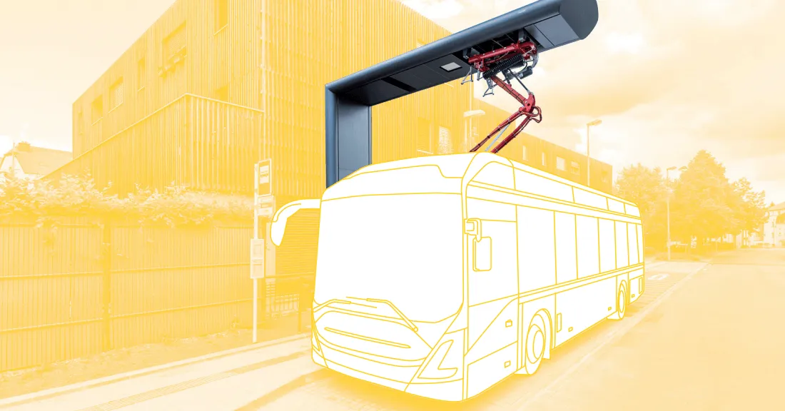 E-Bus charging at a Heliox rapid charhing station